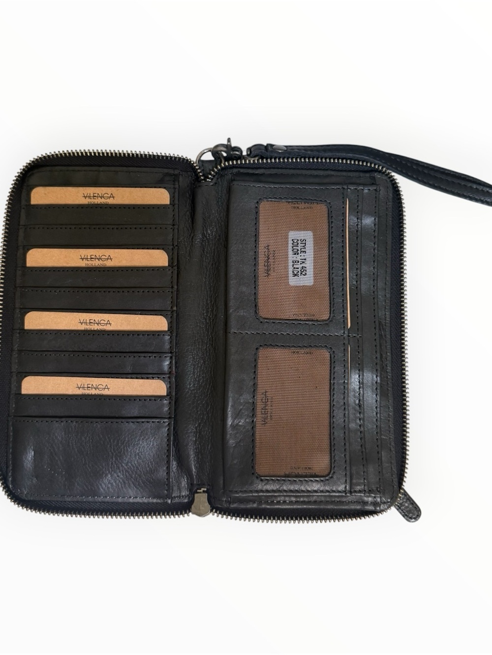 Vilenca Holland new Black buttery Leather Zip-Around Wristlet Wallet - Picture 3 of 5